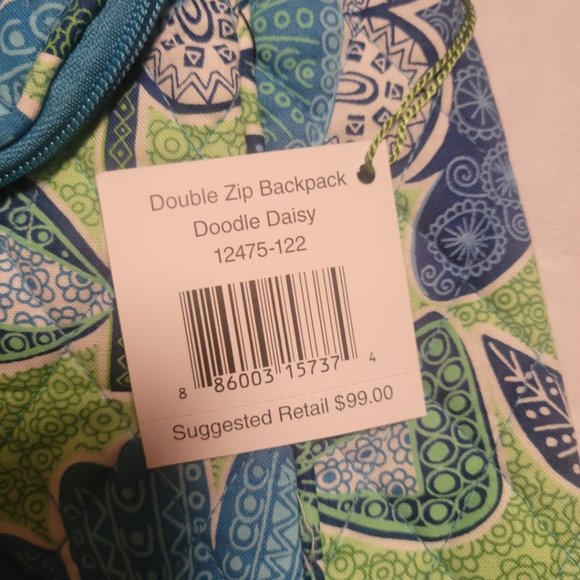 NWT Vera Bradley Double Zip Backpack in Doodle Daisy Retired Pattern main image 4